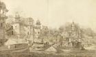 View of Part of the City of Benares, c.1781 (grey wash with brush & ink over pencil on paper laid on wash mount)