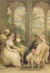 Prince Rasselas and his sister conversing in their summer palace on the banks of the Nile, 1804 (w/c with chalk over graphite on paper)