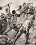 Turkish and British Soldiers in hand to hand combat on the Gallipoli Peninsula Turkey 1915, from 'The War Illustrated Album deLuxe', published in London, 1916 (litho)