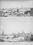 Catholic town in 1440 and the same town in 1840 (engraving)