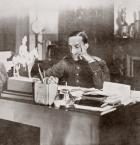 King Alfonso XIII of Spain at his desk in 1915. From La Esfera, 1915.