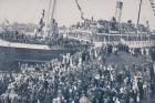 Volunteer Canadian troops embarking at Victoria, British Columbia, Canada (b/w photo)