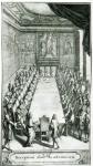 Reception of an Member of the French Academy, engraved by Francois Poilly (1622-83) (engraving) (b/w photo)