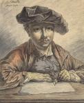 Self-Portrait Sketching, 1752 (black and red chalk with watercolour, pastel, pen and black ink)