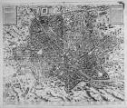 Map of Rome, 1579 (etching) (b/w photo)