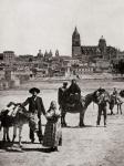 View of Salamanca, Spain seen from the Roman bridge. From a 19th century photograph.