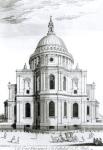 The East Prospect of St. Paul's Cathedral, engraved by R. Parr (fl.1723-50) (engraving) (b/w photo)
