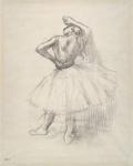 Danseuse debout, le bras droit levé , c.1891 (counterproof of drawing on paper)