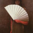Girl with White Fan (oil on canvas)