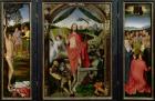 Triptych of the Resurrection: The Resurrection (centre) The Martyrdom of St. Sebastian (left) and The Ascension (right) c.1485-90 (oil on panel)