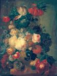 Flowers in a Vase with a Bird's Nest (oil on canvas)