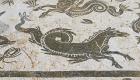 Mosaic of a sea horse in the Casa de Neptuno - the House of Neptune, Roman city of Italica, near Santiponce, Seville Province, Andalusia, Spain (photo)