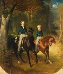 Louis-Philippe d'Orleans (1838-94) Comte de Paris and his Brother, Robert d'Orleans (1840-1910) Duc de Chartres in the Parc de Claremont, c.1849 (oil on canvas)