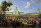 Louis XIV (1638-1715) and his Entourage Visiting Les Invalides, 26th August 1706 (oil on canvas)
