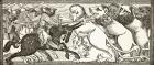 How Alexander did battle with white lions as big as bulls, after a miniature in a 13th century manuscript, from 'Science and Literature in the Middle Ages', by Paul Lacroix, 1878 (litho)