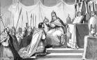 Charlemagne (742-814) Crowned by Pope Leo III (c.750-816) at St. Peter's Rome on 25th December 800, from 'Histoire de France' by Colart, published c.1840 (engraving)