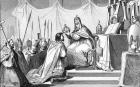 Charlemagne (742-814) Crowned by Pope Leo III (c.750-816) at St. Peter's Rome on 25th December 800, from 'Histoire de France' by Colart, published c.1840 (engraving)