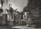 Louis XVI (1754-93) at Prayer Before his Execution (engraving)