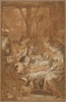 The Adoration of the Shepherds, c.1613-4 (pen and brown ink with brown wash and white gouache)