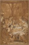 The Adoration of the Shepherds, c.1613-4 (pen and brown ink with brown wash and white gouache)