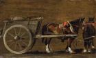 A Farm Cart with two Horses in Harness: A Study for the Cart in 'Stour Valley and Dedham Village, 1814' (oil on canvas on board)