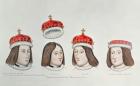 Heads of the portraits of Henry VII, Edward V, Edward IV and Edward, Prince of Wales, son of Henry VI, from the choir in St. George's chapel, Windsor, pub. by Jonathan Carter, 1784 (litho)