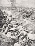 German troops charge against British trenches, 1915, from 'The War Illustrated Album de Luxe', published in London, 1916 (litho)