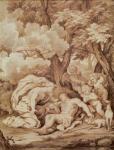 Venus Discovering Adonis, from 'Adonis' by Jean de La Fontaine (1621-95) (pen & ink on paper)