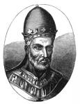 Portrait of Pope Honorius III (d.1227) illustration from 'Science and Literature in the Middle Ages and the Renaissance', written and engraved by Paul Lacroix, 1878 (engraving) (b/w photo)