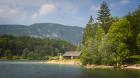 Bathers enjoying a dip in the lake, Lake Bohinj, Triglav National Park, Upper Carniola, Slovenia (photo)