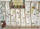 Road from London to Bristol, from John Ogilby's 'Britannia', published London, 1675 (hand-coloured engraving)