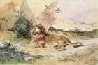 A Lion in the Desert, 1834 (w/c on paper)