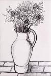Brown Jug with Dried Flowers, 2000,graphite
