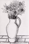 Brown Jug with Dried Flowers, 2000,graphite