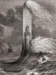 The 18th century Eddystone Lighthouse, built by John Rudyard, Eddystone Rocks, near Rame Head, England, from 'Les Merveilles de la Science', published c.1870 (engraving)