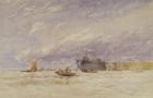 On the Medway, c.1845-50 (w/c with bodycolour over graphite on paper)