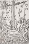 Merchant Vessel in a Storm, facsimile of a woodcut in 'Grand Kalendrier et Compost des Bergers' by Nicolas de Rouge, printed c.1490, from 'Le Moyen Age et La Renaissance' by Paul Lacroix (1806-84) published 1847 (litho) (detail of 260628)
