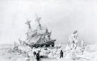 HMS Terror held on ice, 1836 (lithograph)