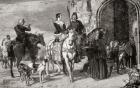 Hunting party taking refreshment. Scene at the gate of a monastery. From the picture by J.R. Herbert.