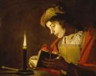 Young Man Reading by Candle Light, c.1630 (oil on canvas)