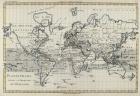 Map of the World using the Mercator Projection, from 'Atlas de Toutes les Parties Connues du Globe Terrestre' by Guillaume Raynal (1713-96) published Geneva, 1780 (coloured engraving)