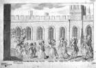 King George III and Queen Charlotte walking in procession with their fourteen children, 1781 (pen & wash on paper)
