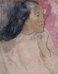 A Tahitian Woman with a Flower in Her Hair, 1891-92 (charcoal, pastel, and wash)