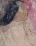 A Tahitian Woman with a Flower in Her Hair, 1891-92 (charcoal, pastel, and wash)