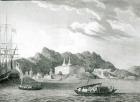 Harbour of Rio Janiero, with the Benedictine Monastery, (engraving) (b/w photo)