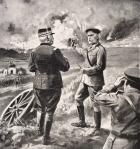 Lord Kitchener and General Joffre on the Western Front, 1915, from 'The War Illustrated Album deLuxe', published in London, 1916 (litho)