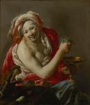 Bacchante with an Ape, 1627 (oil on canvas)