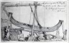 Moving the Iron Girders used to construct the Hunterian Museum at the Royal College of Surgeons, 1835 (pencil on paper)