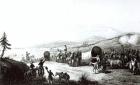 Arrival of the Caravan at Sante Fe, engraved by A. L. Dick (engraving) (b&w photo)