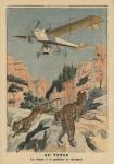 Hunting panthers from an airplane in Texas, illustration from 'Le Petit Journal', supplement illustre, 17th December 1911 (colour litho)
